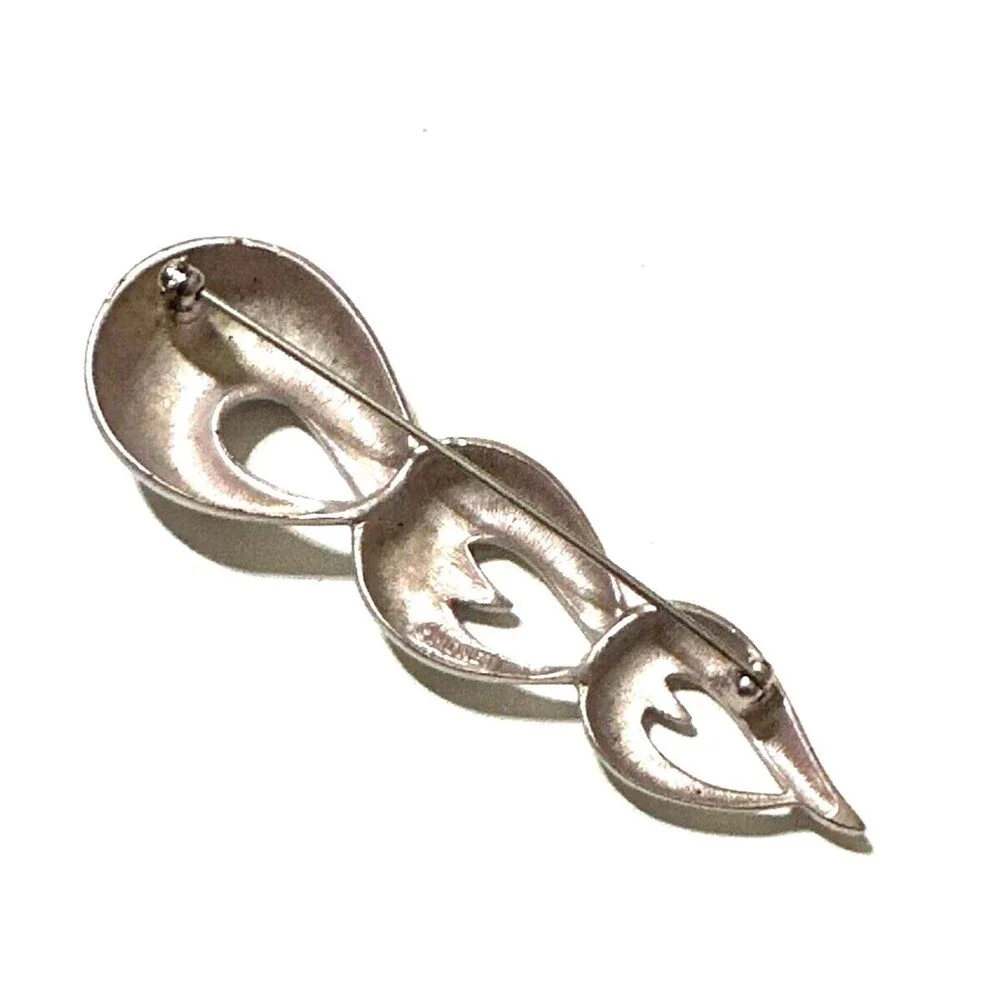 Vintage MONET MCM Modernist Abstract Swirl Loop Brooch Pin 3